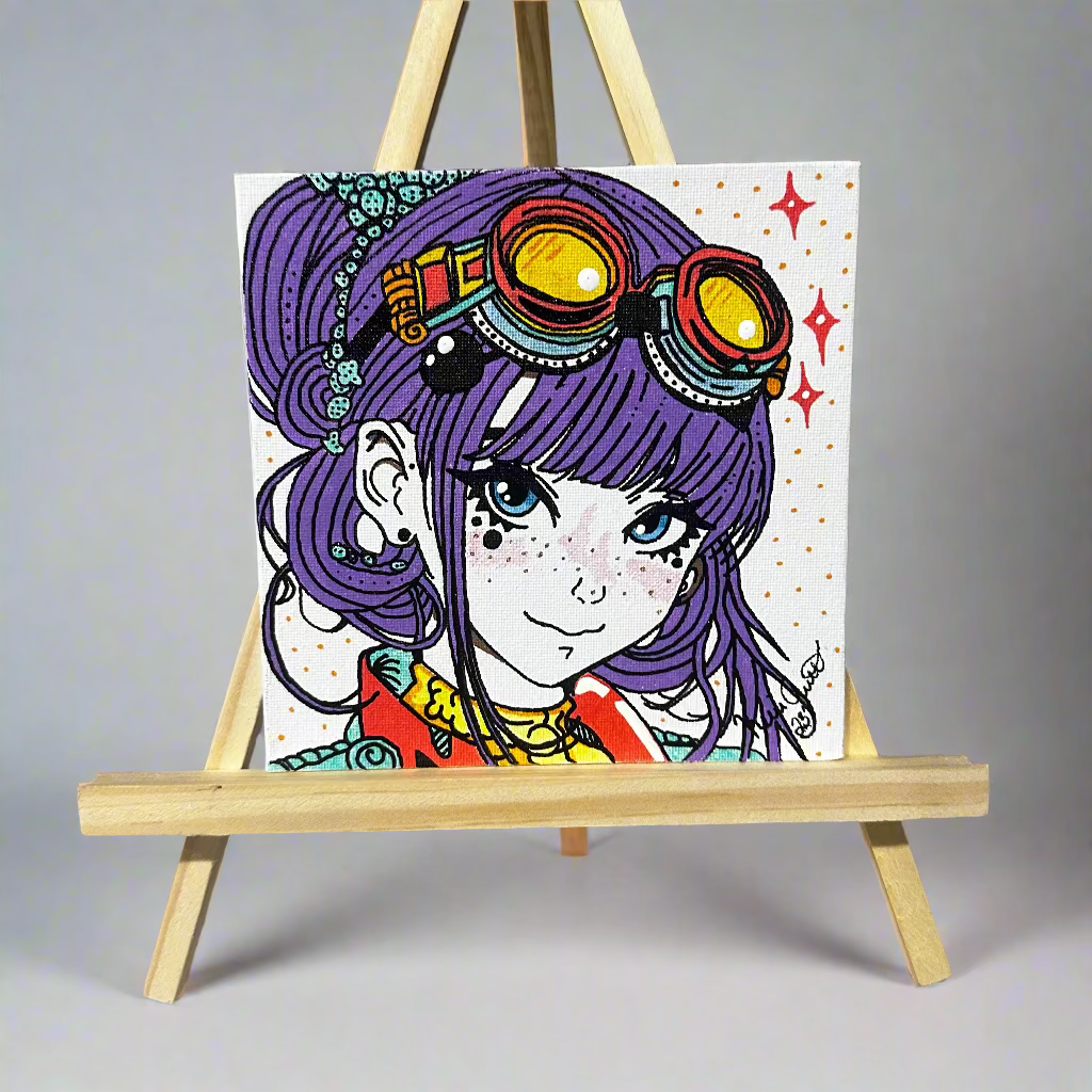 Steampunk Anime Girl Painting